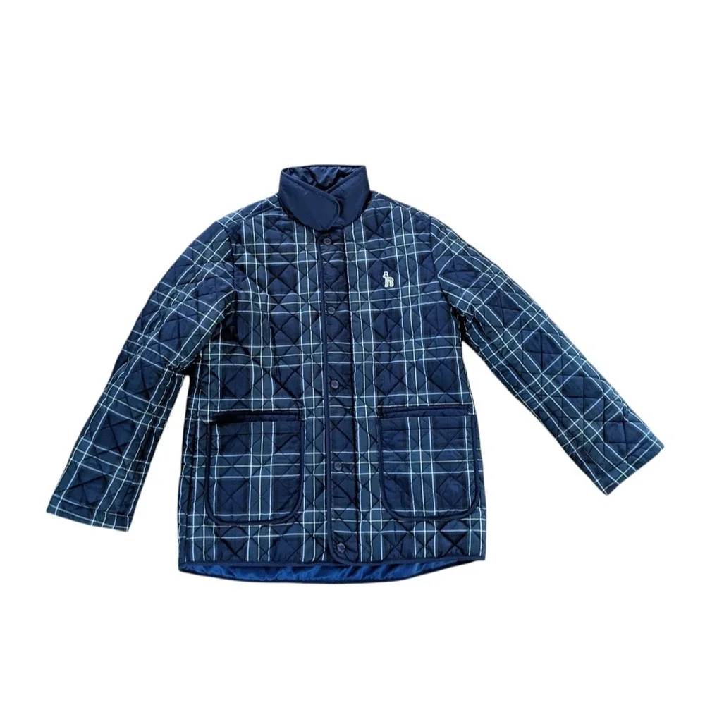 HAZZYS Kids Quilted Barn Jacket Blue 13Y Winer Korean Plaid